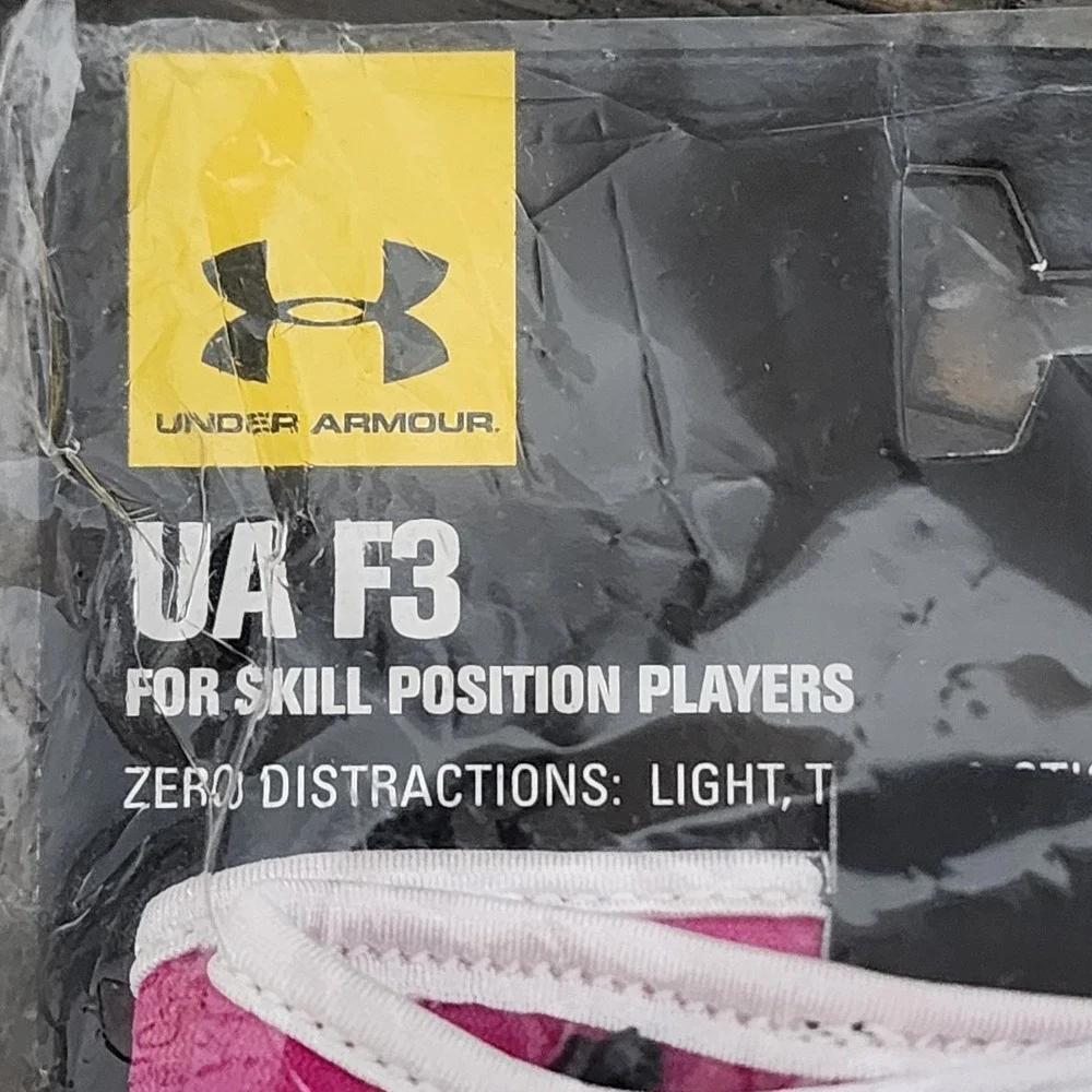 Under Armour UA F3 Football Gloves Mens M Pink Grabtack Palm Skill Player Sticky